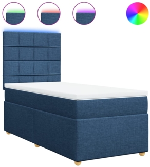 vidaXL Boxspringbett mit Matratze Blau 90x190 cm Stoff 3293441