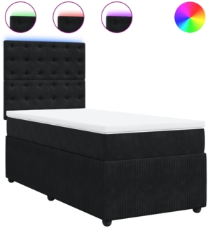vidaXL Boxspringbett mit Matratze Schwarz 100x200 cm Samt 3294576