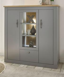 Highboard Rideau in grau und Eiche Artisan 138 x 142 cm