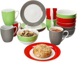 18tlg Frühstücksset Variant Trio Porzellan 6 Personen Teller Schale Becher