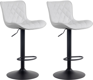 CLP 2er Set Barhocker Emma höhenverstellbar und 360 drehbar,weiß Kunstleder
