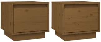 2er-Set Nachttische, Nachtschränke Honigbraun 35 x 34 x 32 cm Massivholz Kiefer