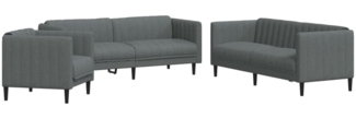 vidaXL 3-tlg. Sofagarnitur Dunkelgrau Stoff 3209230