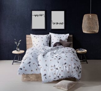 Mako Satin Bettwäsche Federn weiß 135x200 + 80x80