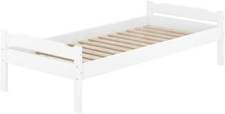 Einzelbett Kiefer weiß 90x200 Futonbett Bettrahmen Massivholz-Bettgestell Rollrost 60.31-09W