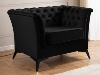 S-Style Möbel Chesterfield-Sessel Whitby aus Samt mit goldenen, silbernen oder schwarzen Füßen, mit Wellenfederung