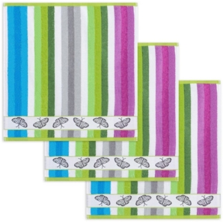 Kracht Geschirrtuch Schmetterlinge, (Set, 3-tlg, Set), 3er Pack Frottee Küchenhandtücher (3 Stück) ca. 50x50 cm Baumwolle