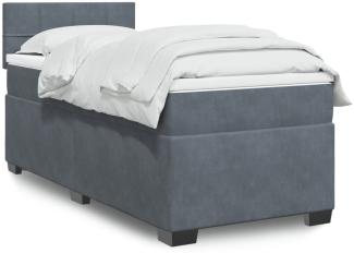 vidaXL, Boxspringbett mit Matratze und LED-Beleuchtung, Samt dunkelgrau, 190 x 90 cm