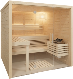 Infraworld Solido Glas Massivholzsauna aus nordischer Fichte 210 x 212 x 202 cm