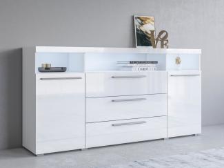 INOSIGN Sideboard India,Breite 182cm moderne Anrichte 2Türen,3 Schubladen, Kombikommode, Kommode viel Stauraum, Einlegeböden verstellbar,ohne Beleuchtung