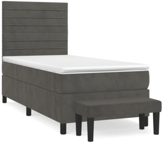 vidaXL Boxspringbett mit Matratze Dunkelgrau 80x200 cm Samt 3137870