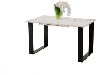 Esstisch "Cora" 130-210cm ausziehbar erweiterbar, Kufentisch (Weiß Hochglanz)