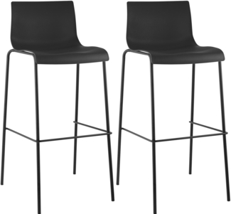 2er Set Barhocker Hoover Kunststoff 4-Fuß Gestell schwarz, schwarz