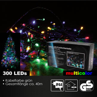 LED Lichterkette bunt 300er Farblichterkette multicolor Weihnachten