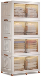 GarveeMore Stauraumvitrine Plastik Garderobe Snack Schrank Aufbewahrungsbox Schrank Schließfach Wohnbereich Zuhause Aufbewahrung Schrank Klappbar Vier Lagen