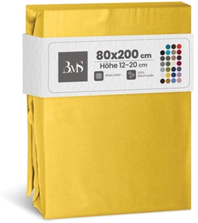 Bettwaesche-mit-Stil Mako-Satin Spannbettlaken gelb 80x200cm