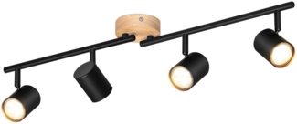 ZMH LED Deckenleuchte 4 flammig - Schwarz Deckenlampe GU10 Schwenkbar Strahler Holz Wandleuchte Wandstrahler für Wohnzimmer Schlafzimmer Ohne Leuchtmittel