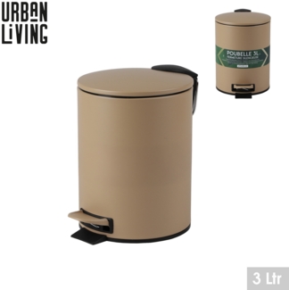 Urban Living 3 Liter Tret-Mülleimer Kosmetikeimer Tretmülleimer 44026 sandfarben