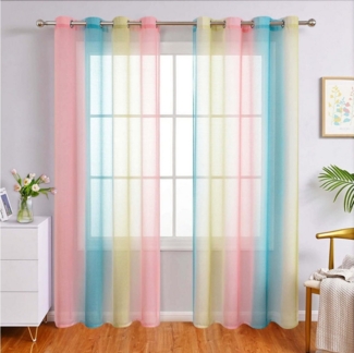 BYSURE Gardine, Ösen (2 St), transparent, Voile, Regenbogen-Vorhänge