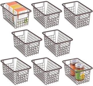 mDesign Allzweckkorb Gitterbox Drahtkorb Organizer 8er Set Griffe Metall Bronze