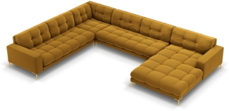 Micadoni Wohnlandschaft Mamaia 7-Sitzer Samtstoff Gelb Metall Gold Links