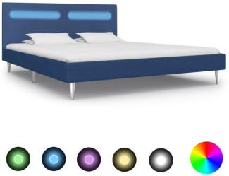vidaXL Bettgestell mit LED Blau Stoff 160x200 cm, Mit Beleuchtung [280974]