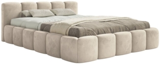 Selsey 'Cloudy Low' Polsterbett 180x200 cm, wasserabweisender Samt, Hellbeige