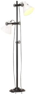 vidaXL Stehlampe 2-flammig Weiß E27 Gusseisen 320586
