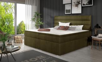 Boxspringbett FESTO 180x200 cm Stoff Monolith Olivgrün