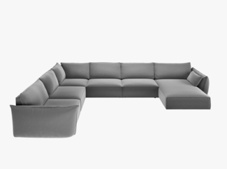 Micadoni Panorama-Ecksofa Kaelle 8-Sitzer Links Samt Bluvel Grau
