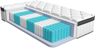 Taschenfederkernmatratze Matratze 90x200 cm Härtegrad H3, ergonomische 7 Zonen Matratze, Lexzurn, 25 cm hoch, (10 Schichten aus hochwertigem Material, 7 Zone Federkernmatratze Matratzen mit Spannbettlaken), Taschenfederkernmatratze