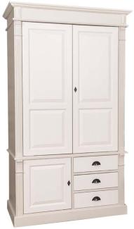 Casa Padrino Landhausstil Kleiderschrank Beige / Creme 120 x 59 x H. 210 cm - Massivholz Schlafzimmerschrank mit 3 Türen und 3 Schubladen - Landhausstil Schlafzimmermöbel