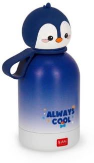 Legami - Hot&Cold BFF Kinder-Wasserflasche, Penguin-Motiv, doppellagig aus 18/8 Edelstahl mit luftdichtem Verschluss, hält 12 h heiß und 24 h kalt, Fassungsvermögen 310 ml
