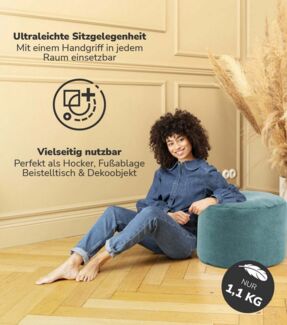 mokebo Pouf Der Ruhepouf (aus Webstoff), Sitzhocker, Bodenkissen, Fußhocker, Hocker, Sitzkissen in Petrol