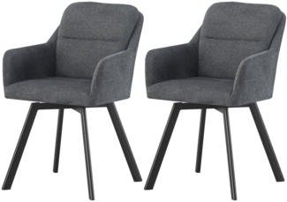 Amsterdam Stuhl 2er Set - Stuhl (B/H/T): 53 x 87 x 62 cm in Anthrazit