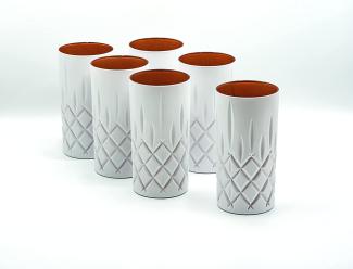 Nachtmann Noblesse 6er-Set White Edition Longdrinkgläser 375 ml I spülmaschinenfest I Trinkglas coloured by EKM (weiß/kupfer) + 6er-Set EKM Living Trinkhalme schwarz