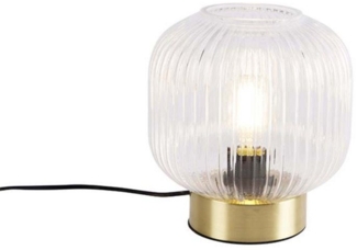 Qazqa Tischleuchte Karel, ohne Leuchtmittel, E27, Gold/Messing, Art Deco, Glas, 1-flammig
