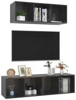 vidaXL 2-tlg. TV-Schrank-Set Hochglanz-Grau Spanplatte [3079798]