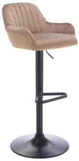 Vente-unique - Barhocker - Samt & schwarzes Metall - Höhenverstellbar - Beige - ELEANA