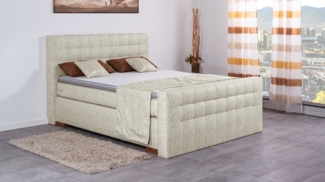 Meisterbetten Boxspringbett Luis 120x220 in MS-Nature, Matratzenbezug Nano, Komfortschaum-Topper