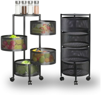 Allyson Rollwagen Beistellwagen Metall Küchenregal Aufbewahrungs Servierwagen mit Rollen, Servierwagen für Büro, Küche & Badezimmer mit 3 & 5 Etagen