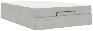 vidaXL Bettgestell mit Matratze Hellgrau 140 x 200 cm Samt 3399564