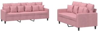 vidaXL 2-tlg. Sofagarnitur mit Kissen Rosa Samt 3201723