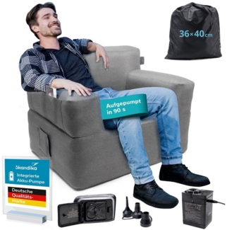 Skandika Luftsofa Easy Air Premium, Aufblasbares Sofa Outdoor, (mit Tragetasche), 1 Person, mit Elektropumpe, USB-C Ladekabel, 200 kg belastbar