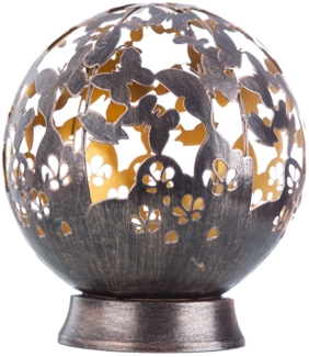 Gartenleuchte Solarlampe, LED Kugel schwarz, Schmetterling