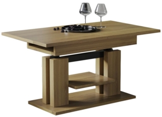 Couchtisch "Iso" 110-170cm, ausziehbar, Couch- & Esstisch, erweiterbar & höhenverstellbar Doppellift (Natur Eiche)