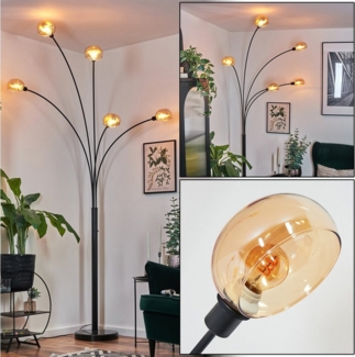 hofstein Stehlampe Stehlampe aus Metall in Schwarz/Bernstein im Retro/Vintage-Design, verstellbare Stehleuchte mit Marmorfuß und Schalter am Gehäuse, E14