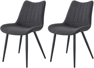 Helsinki Stuhl 2er Set - Stuhl (B/H/T): 53 x 86 x 59 cm in Anthrazit