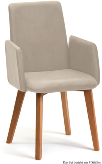 Armlehnstuhl (8er-Set) Darcie 52 x 92 x 60 Eiche geölt/Natur
