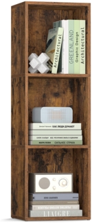 VASAGLE CUSTOS Kollektion - Bücherregal, 3-stöckiges Regal, offenes Aufbewahrungsregal, 24 x 30 x 94,8 cm, für Wohnzimmer, Homeoffice, Schlafzimmer, vintagebraun